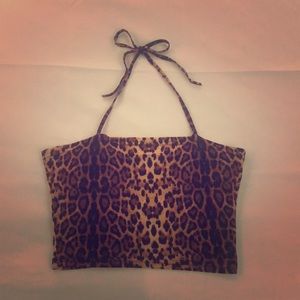 Leopard Print Halter Crop Top